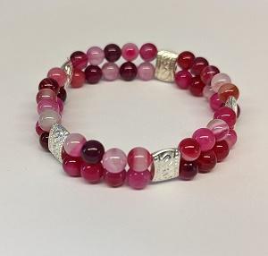 Braclet agate teintee rose 2