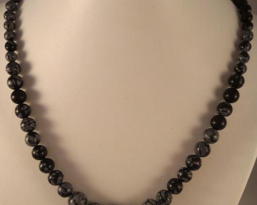 0201 collier obsidienne neige