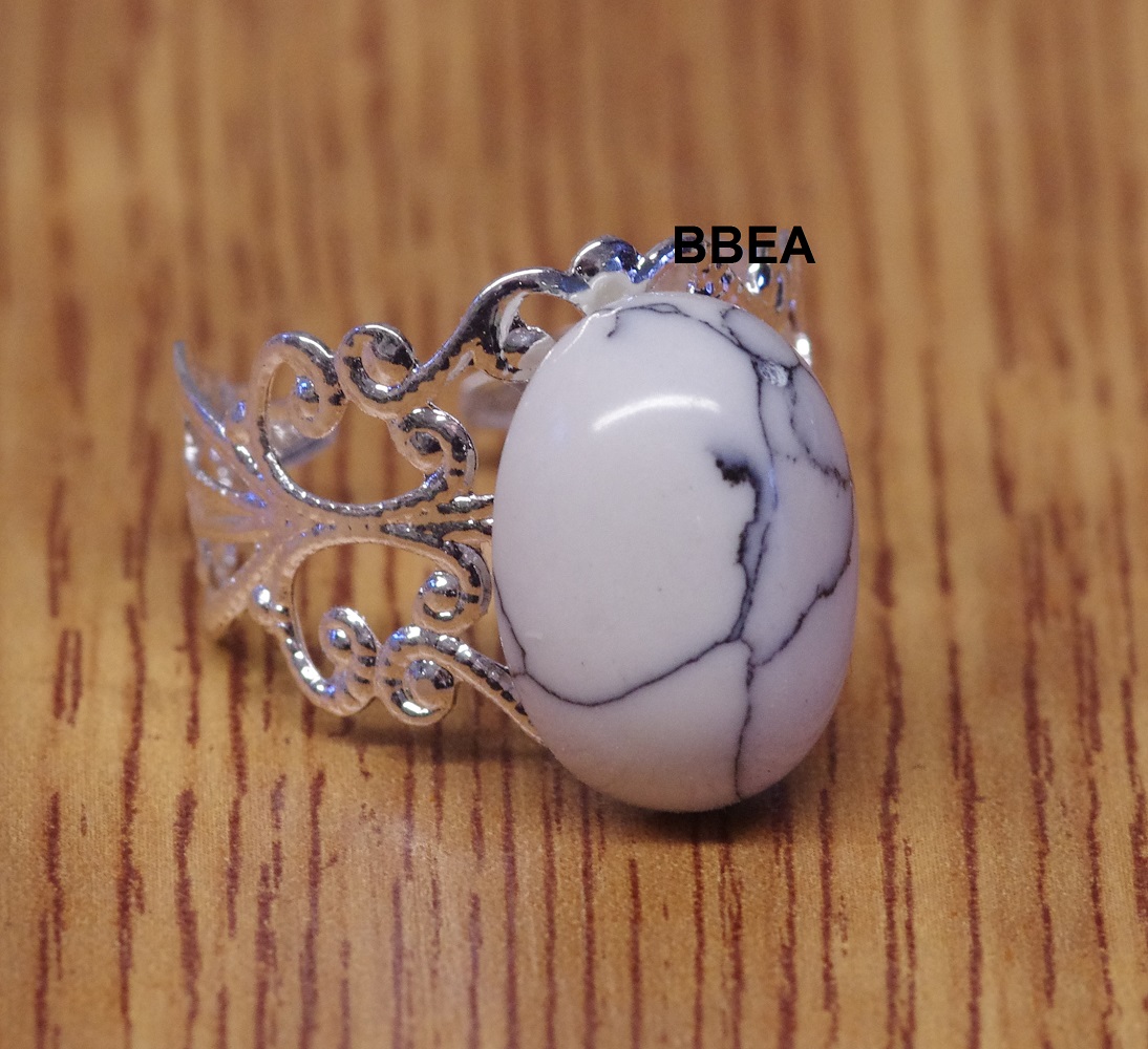 Bague howlite 13x18mm epaisse 1