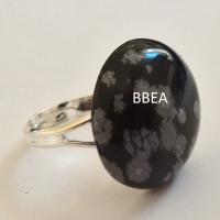 Bague obsidienne neige