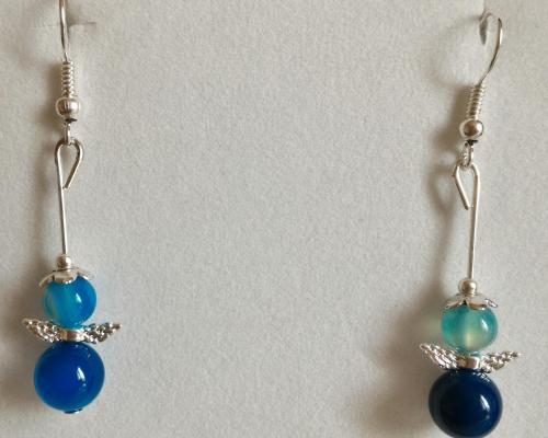 Boucles agate bleue ange