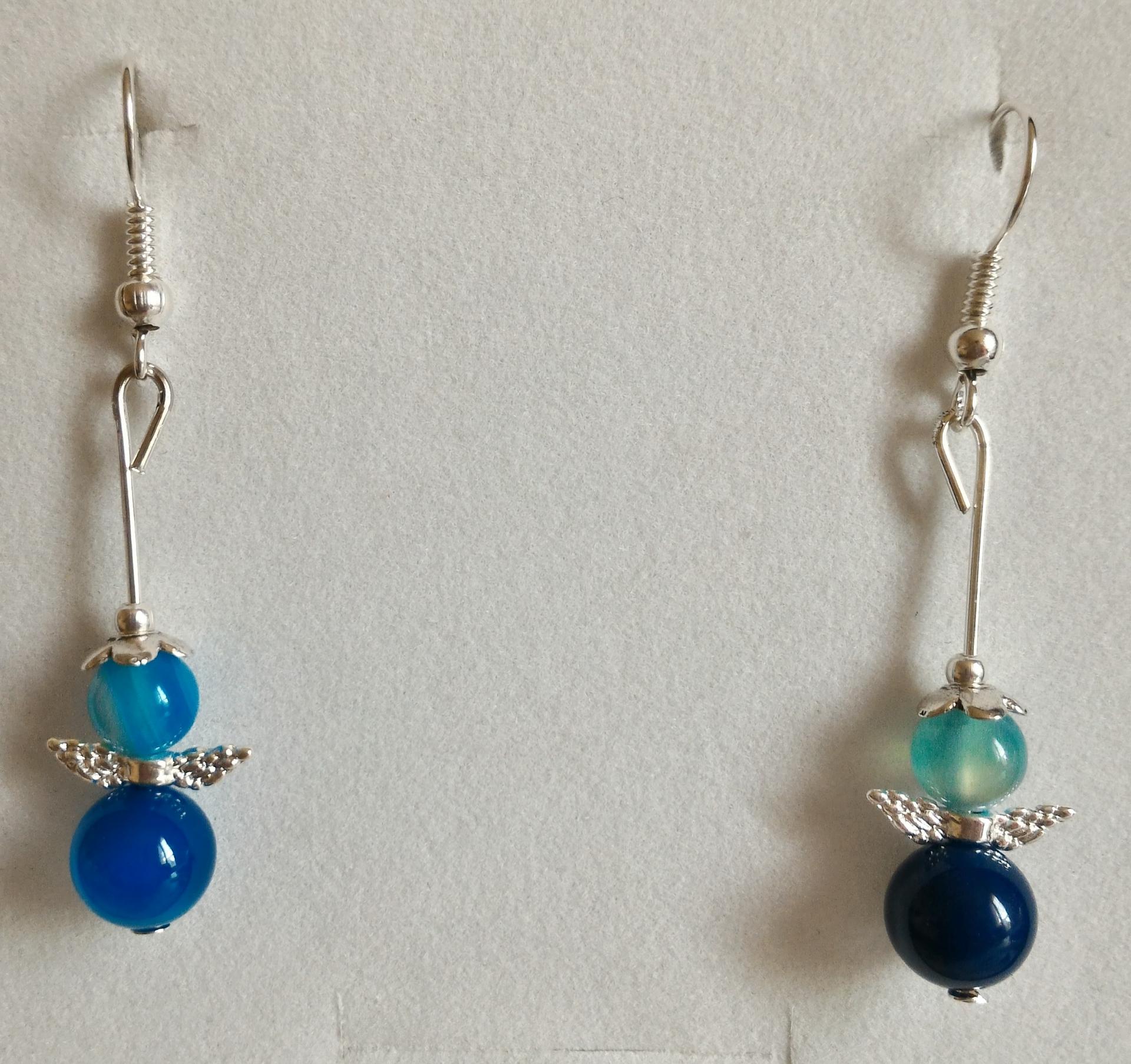 Boucles agate bleue ange