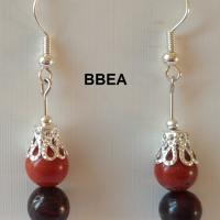 Boucles d oreille jaspe rouge et jaspe brechia