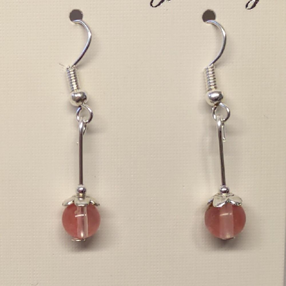 Boucles d oreille quartz fraise 2