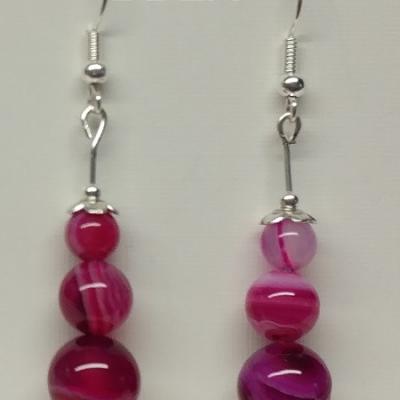 Boucles d oreilles agate rose