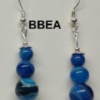 Boucles d oreilles agate teintee bleue 1