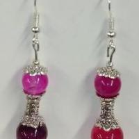 Boucles d oreilles agate teintee rose 2 