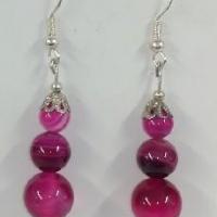 Boucles d oreilles agate teintee rose 3 