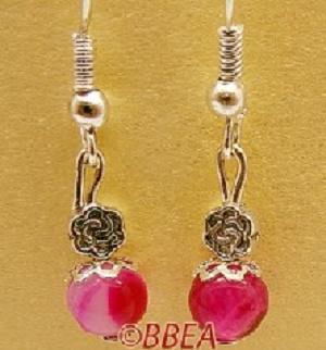 Boucles d oreilles agate teintee rose 7 