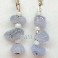 Boucles d oreilles calcedoine bleue 3089