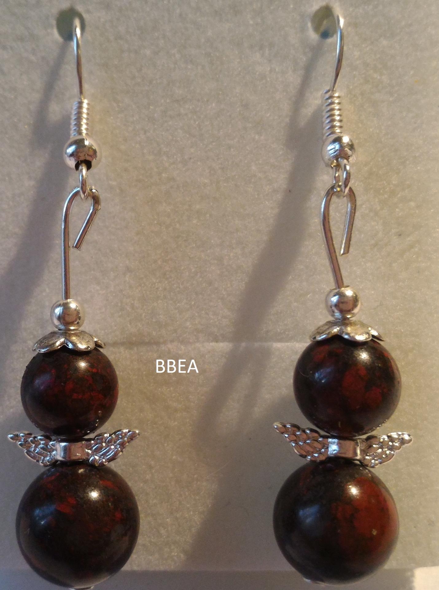 Boucles d oreilles jaspe brechia ange