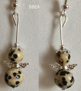 Boucles d oreilles jaspe dalmatien ange 1