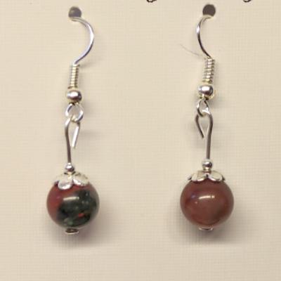 Boucles d oreilles jaspe heliotrope