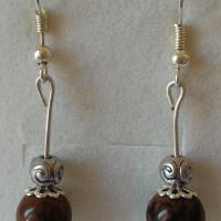 Boucles d oreilles obsidienne acajou 2 