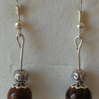 Boucles d oreilles obsidienne acajou 2 