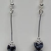 Boucles d oreilles obsidienne neige 1