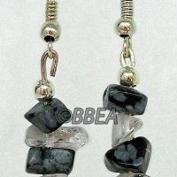 Boucles d oreilles obsidienne neige 3110