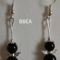 Boucles d oreilles obsidienne noire