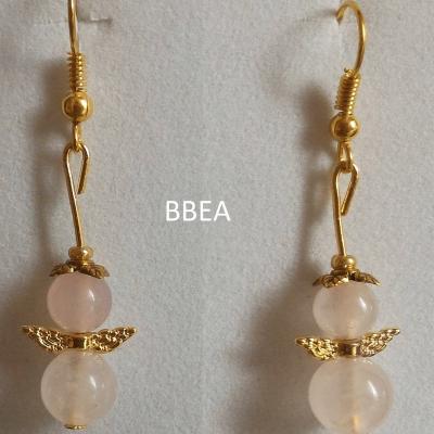 Boucles d oreilles quartz rose 2