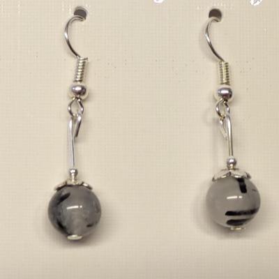 Boucles d oreilles quartz tourmaline