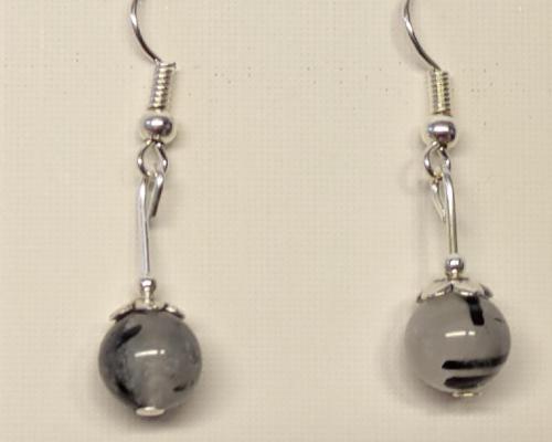 Boucles d oreilles quartz tourmaline
