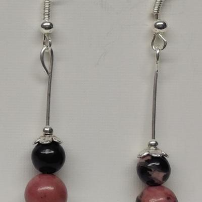 Boucles d oreilles rhodonite 5