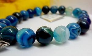 Bracelet agate teintee bleue 11