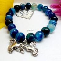 Bracelet agate teintee bleue 13