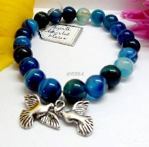 Bracelet agate teintee bleue 13