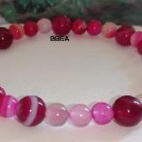 Bracelet agate teintee rose 1 