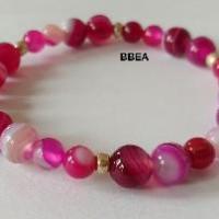 Bracelet agate teintee rose 25 