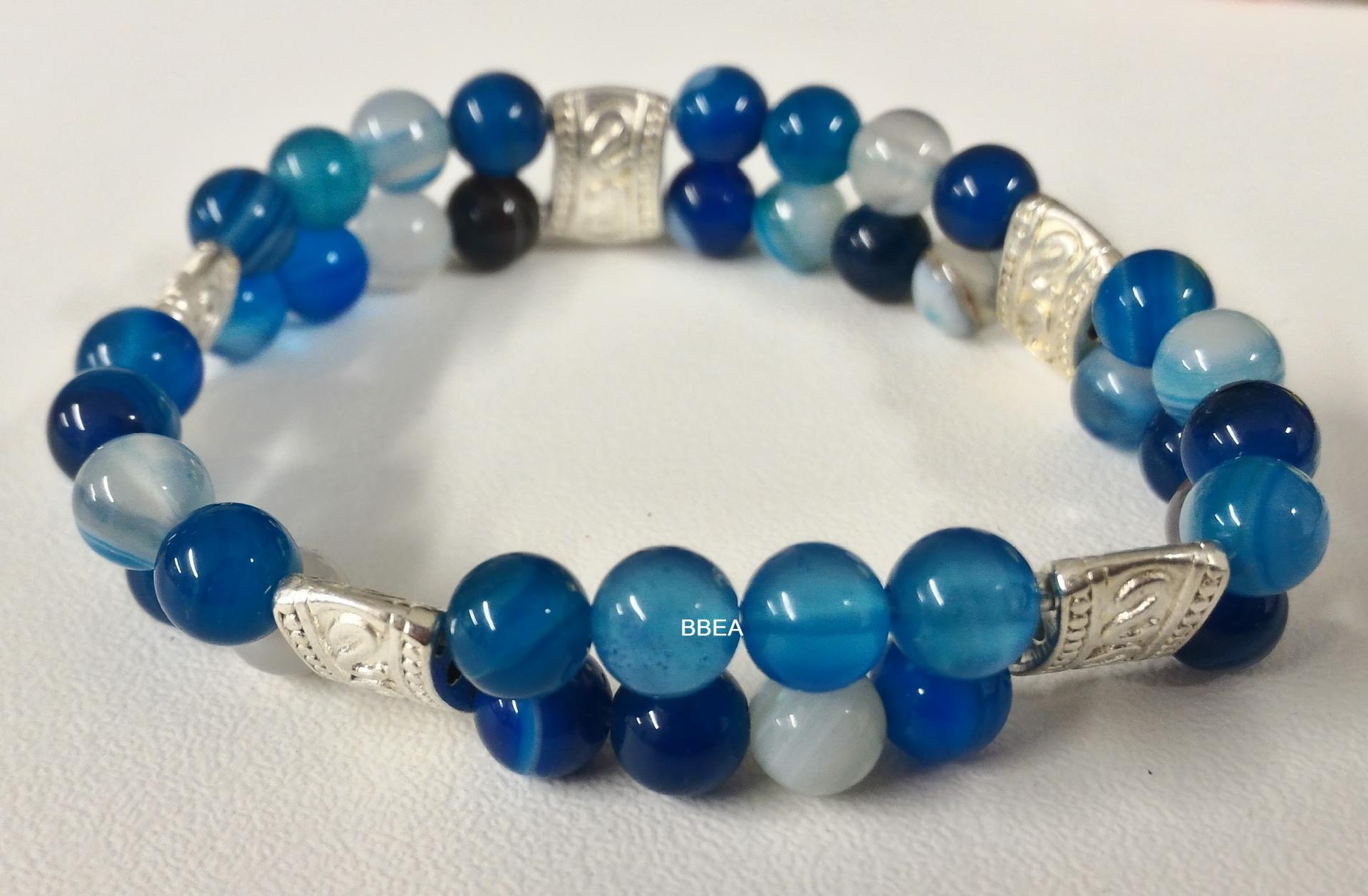 Bracelet double agate bleue