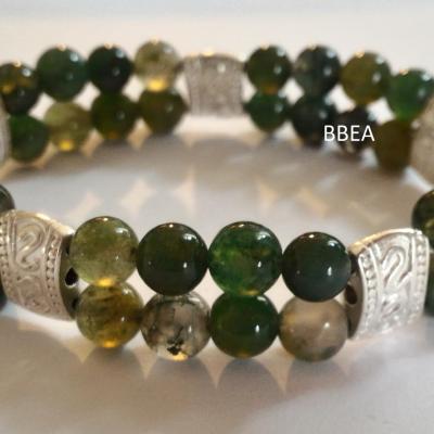 Bracelet double agate mousse 18 