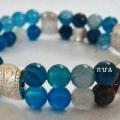 Bracelet double agate teintee bleue 2