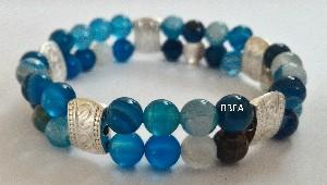 Bracelet double agate teintee bleue 2 