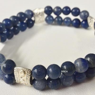 Bracelet double aventurine bleue