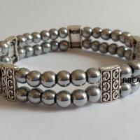 Bracelet hematite grise double 2 1