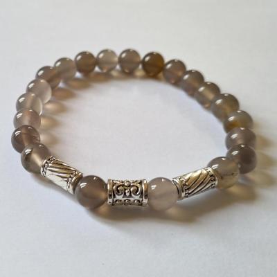 Bracelet homme agate grise 1