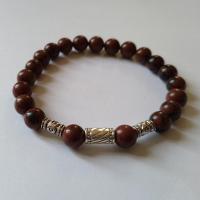 Bracelet homme obsidienne acajou 1 