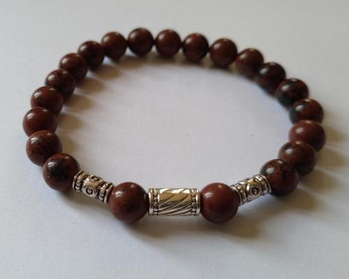 Bracelet homme obsidienne acajou 1 