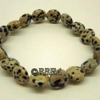 Bracelet jaspe dalmatien perles lentilles