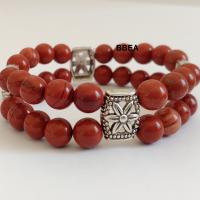 Bracelet jaspe rouge double 2 