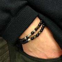 Bracelet obsidienne doree 10 