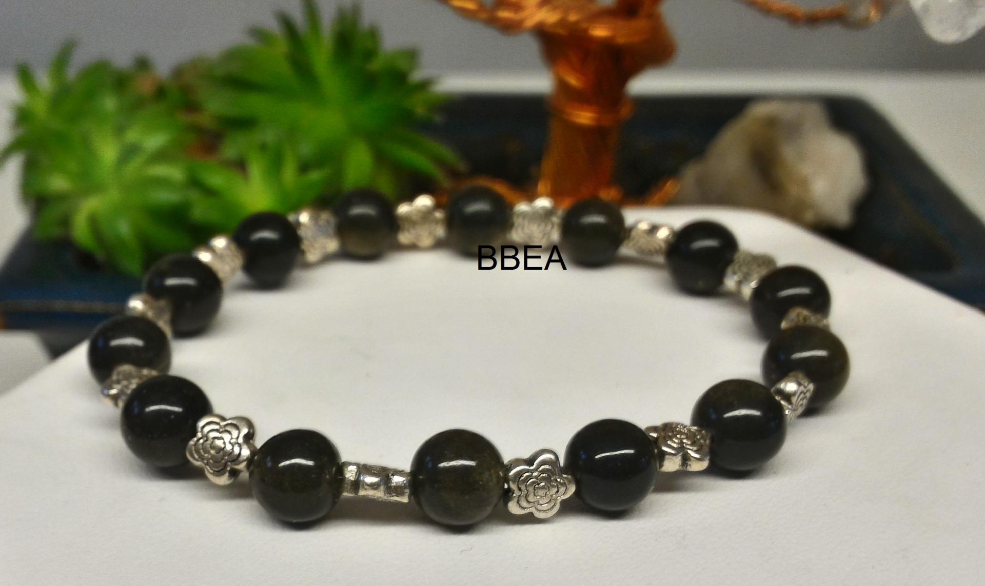 Bracelet obsidienne doree 2 1