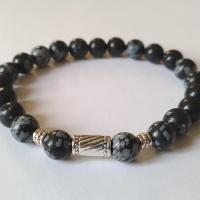 Bracelet obsidienne neige homme 2 