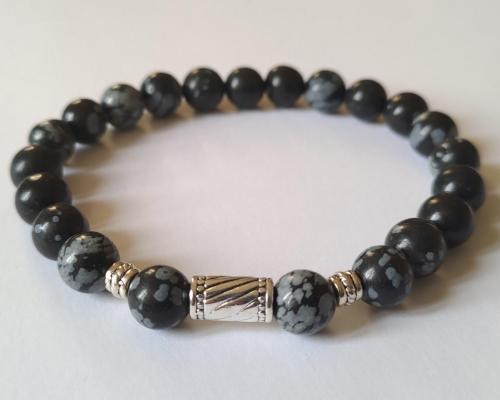 Bracelet obsidienne neige homme 2 