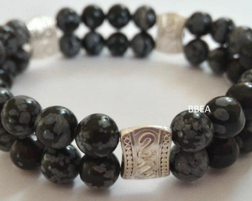 Bracelet obsidienne neige