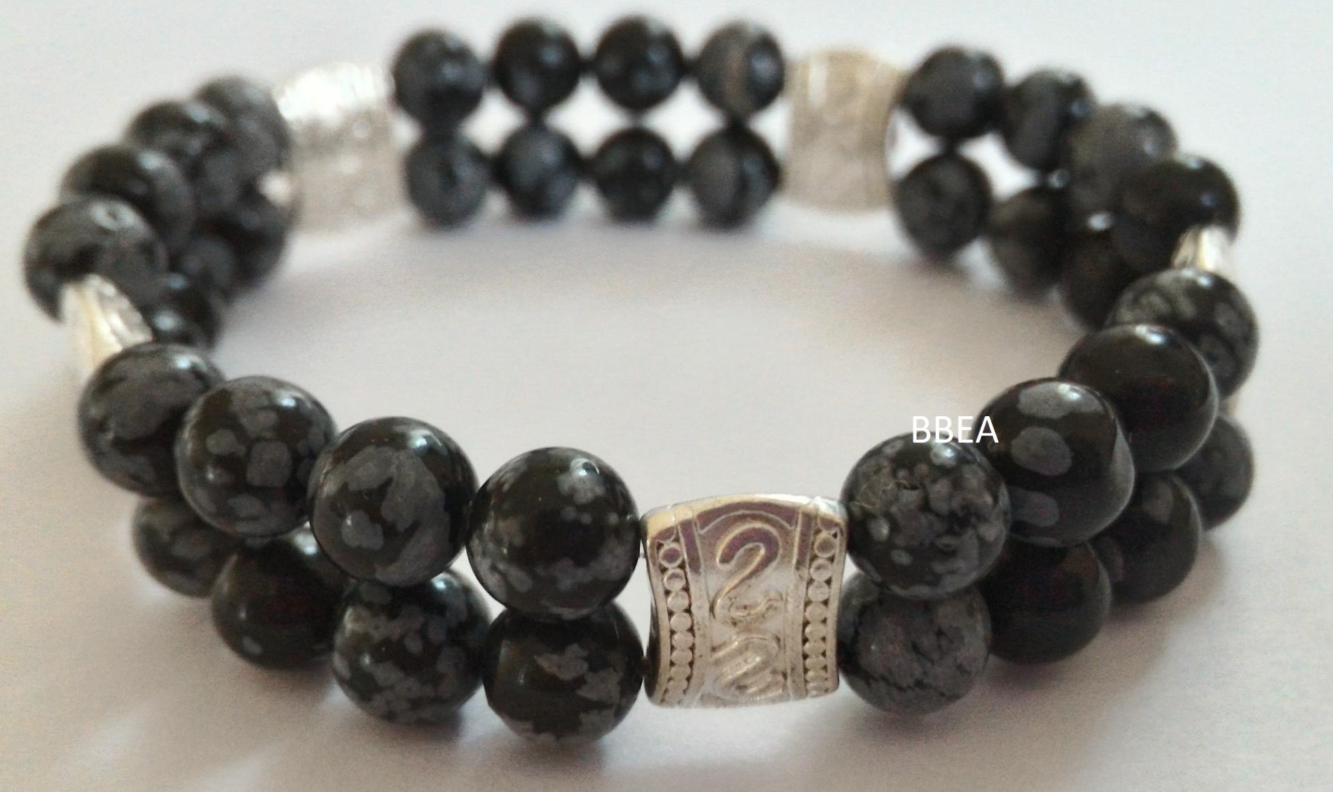 Bracelet obsidienne neige