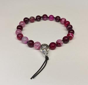 Bracelet tibetain agate teintee rose