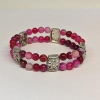 Braclet agate teintee rose 1 